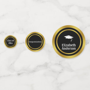 Confettis Faux Black et Gold Graduation Party