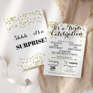 Confettis Faux Or pour Invitation Triple Célébrati
