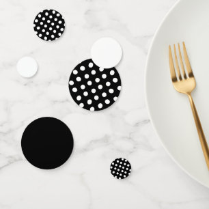 Confettis Fête d'anniversaire à pois noirs et blancs