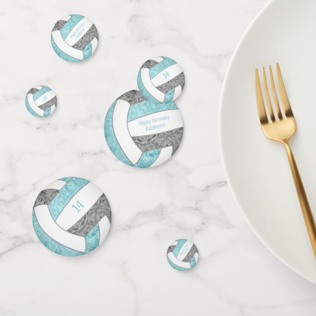 Confettis fête d'anniversaire de volley-ball gris aqua (Groupe)