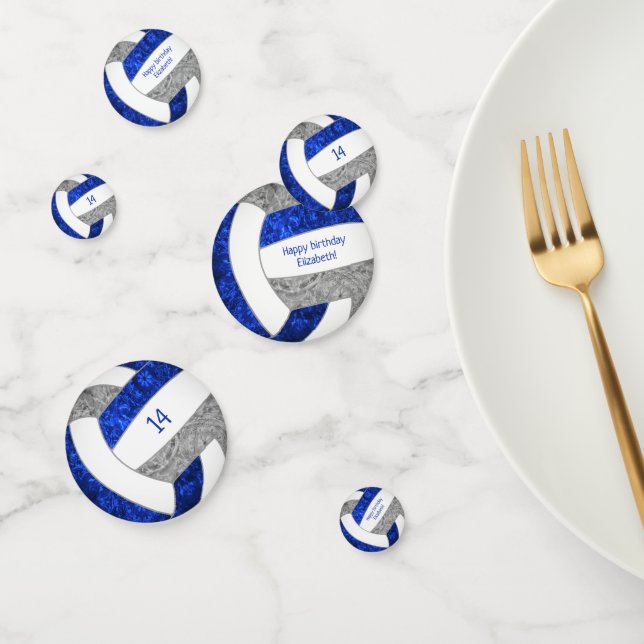 Confettis fête d'anniversaire de volley-ball gris bleu (Groupe)