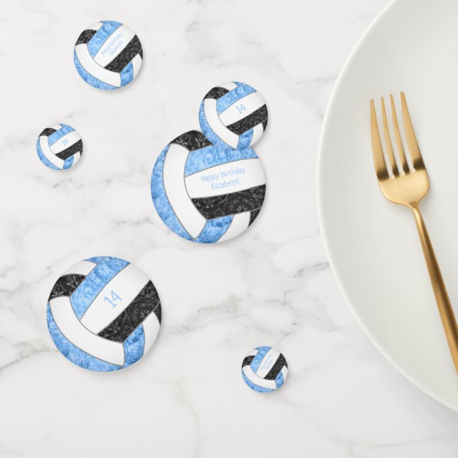 Confettis fête d'anniversaire de volley-ball noir bleu clair (Groupe)