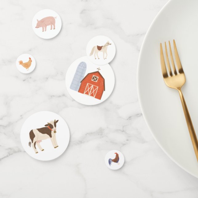 Confettis Fête d'anniversaire des animaux de ferme (Groupe)