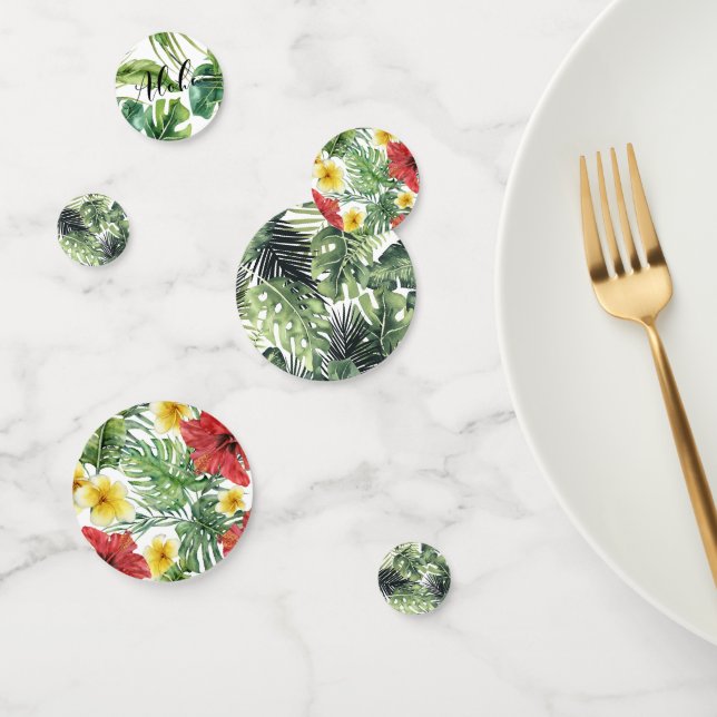 Confettis Fête d'anniversaire des Feuilles botaniques tropic (Groupe)