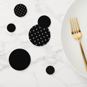 Confettis Fête d'anniversaire pois noir et argent métallisé