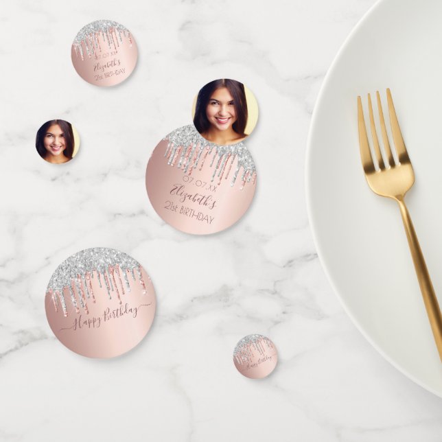 Confettis fête d'anniversaire rose or parties scintillant ph (Groupe)