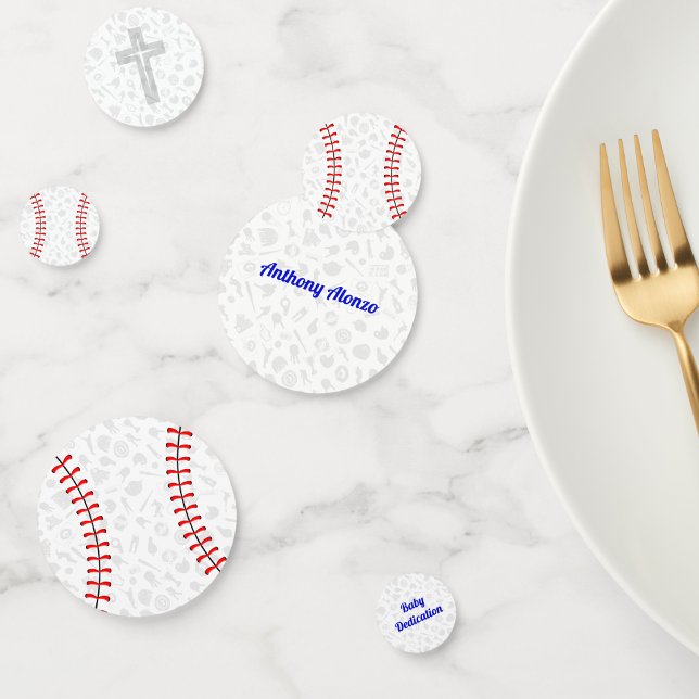 Confettis Fête de Dédicace de Bébé de Baseball de Croix Gris (Créateur téléchargé)