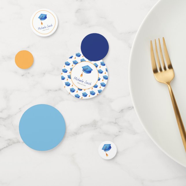 Confettis Fête de graduation bleue de l'école Personnalisée (Groupe)