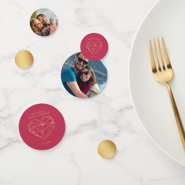 Confettis Fête de mariage Saint-Valentin à motif de cœur géo (Groupe)