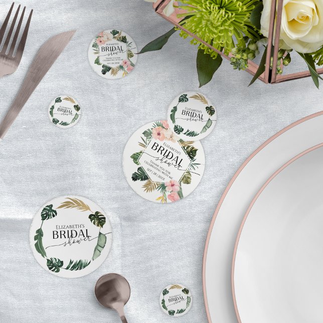 Confettis Fête de mariage tropical floral Hibiscus palmier (Créateur téléchargé)