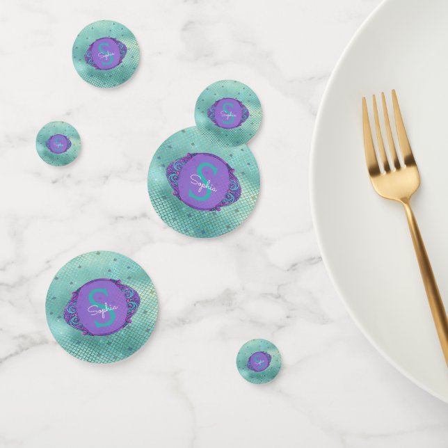 Confettis Fête de monogramme avec écailles de sirène sarcell (Groupe)