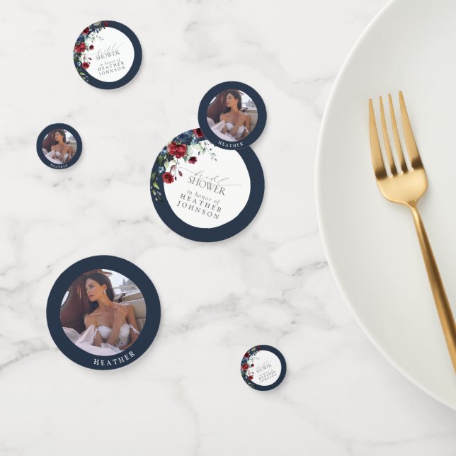 Confettis Fête des mariées d'aquarelle bleu marine (Groupe)