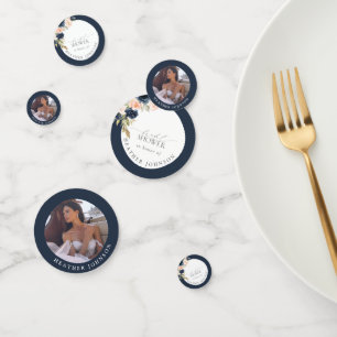 Confettis Fête des mariées d'aquarelle florale bleu et bleu