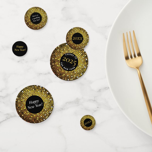 Confettis Fête du réveillon du Nouvel An, illuminée par un c (Groupe)