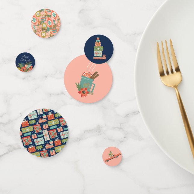 Confettis Fêtes de Noël rétro coloré (Groupe)