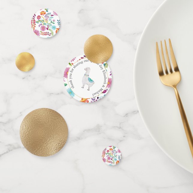 Confettis Fiesta Folk Art Floral Llama Mariage personnalisab (Groupe)