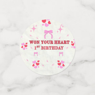 CONFETTIS FILLE 1ER ANNIVERSAIRE CŒURS ÉTOILES VIOLETTES CON