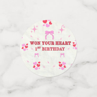 CONFETTIS FILLE 1ER ANNIVERSAIRE CŒURS ÉTOILES VIOLETTES CON
