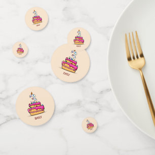 Confettis Fille 3e anniversaire, 3 sur un gâteau rose sucré