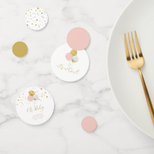 Confettis Fille Baby Shower Ballons Rose et Or