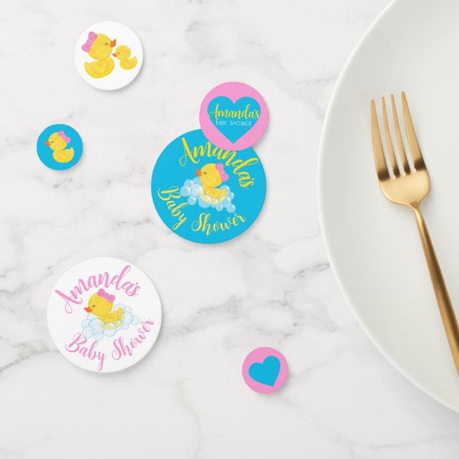 Confettis Fille Canard en caoutchouc Baby shower personnalis (Groupe)