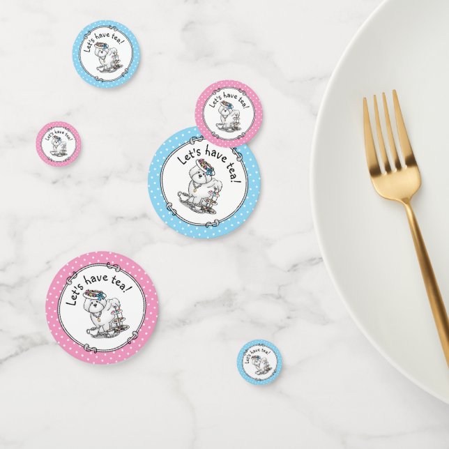 Confettis Fille Tea Party Bichon Frise Chien - mignon (Groupe)