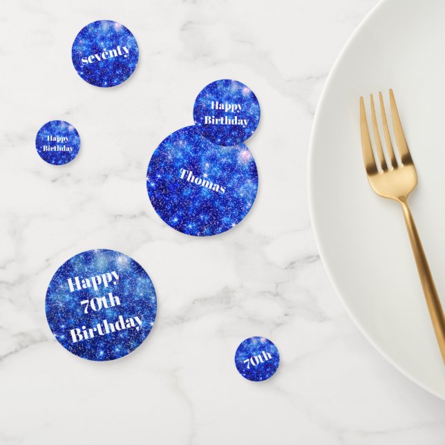 Confettis Flamme bleu personnalisé 70e anniversaire (Groupe)