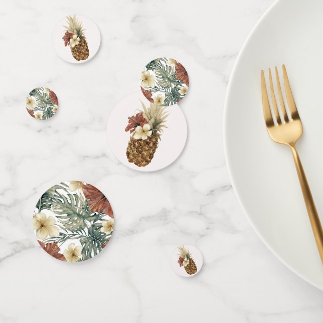 Confettis Fleur botanique vintage tropicale ananas aloha (Groupe)