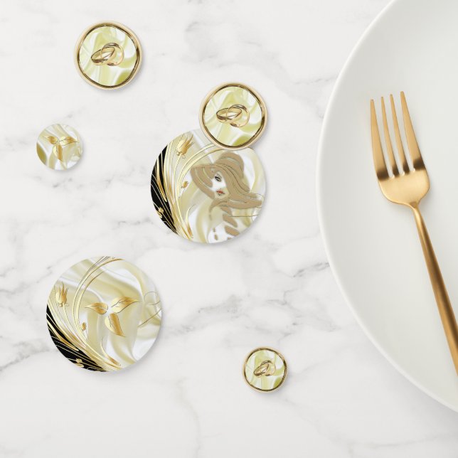 Confettis Fleurs Abstraites d'argent ou d'or sur - Silk & Ar (Groupe)