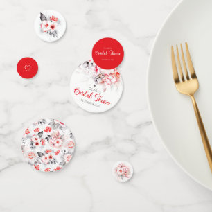 Confettis Fleurs aquarelles rouges et grises pour la douche