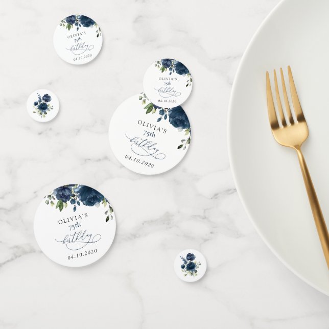 Confettis Fleurs Bleu Marine, Verdure, Boho, Anniversaire (Groupe)