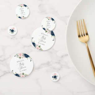 Confettis Fleurs Bleues Marine, Fleurs Roses, Baby shower