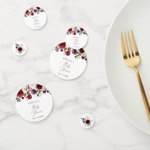 Confettis Fleurs Bourgognes, Fleurs Roses, Boho, Baby shower
