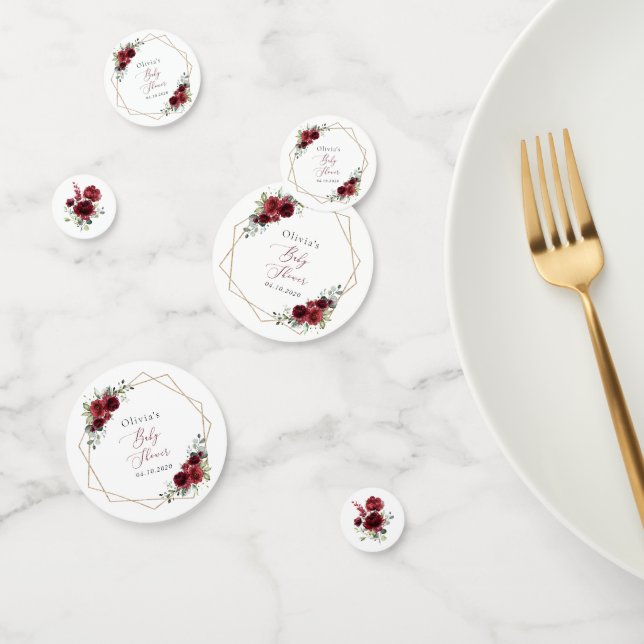 Confettis Fleurs Bourgognes, Fleurs Rouges, Baby shower (Groupe)