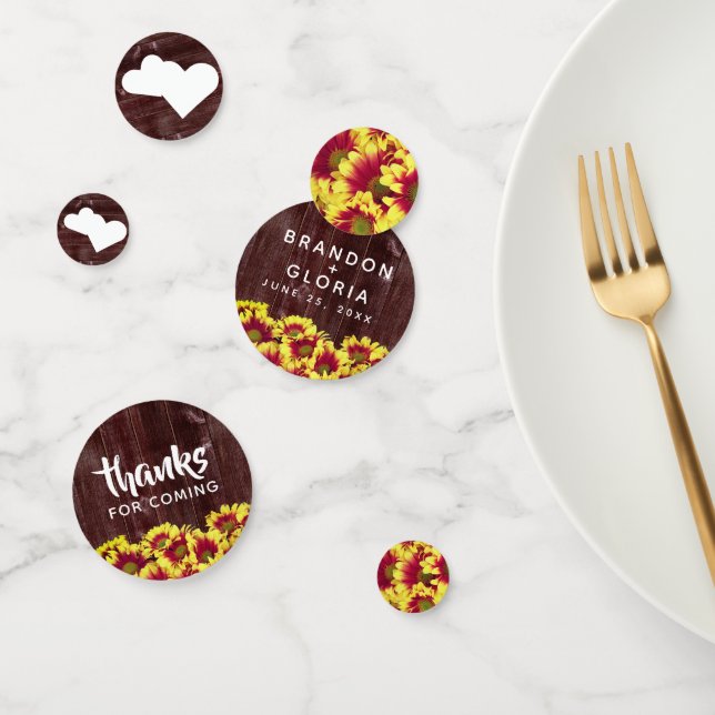 Confettis Fleurs de soleil d'automne rustiques sur Mariage d (Groupe)