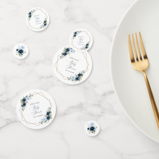 Confettis Fleurs marines, Fleurs bleues, Verdure, Baby showe (Groupe)