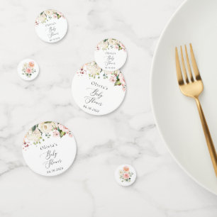 Confettis Fleurs roses, Fleurs blanches, Boho, Baby shower