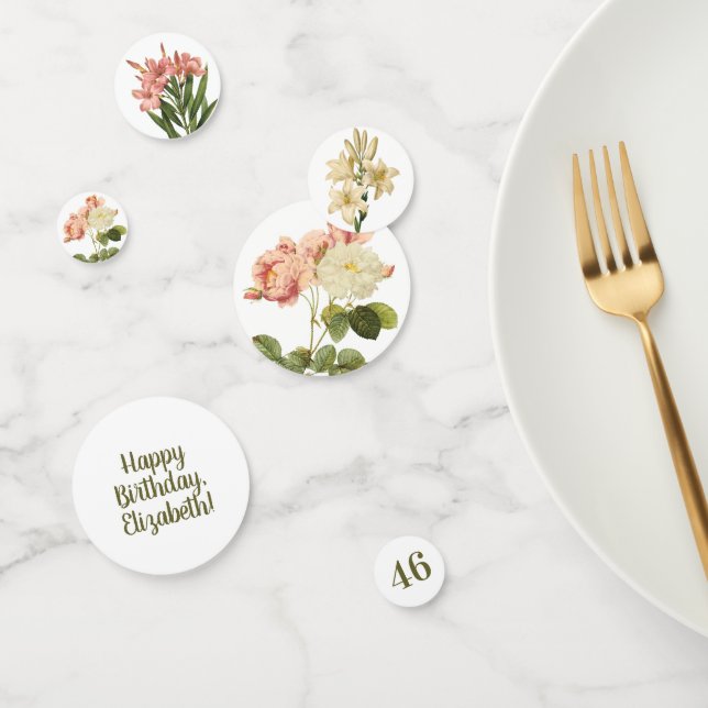 Confettis Fleurs vintages année personnalisée & table de tex (Groupe)