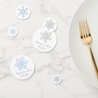 Confettis Flocon de neige en argent bleu heureux après Maria