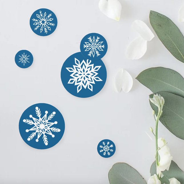 Confettis Flocons de Neige Bleus Classique Hiver Blanc (Créateur téléchargé)