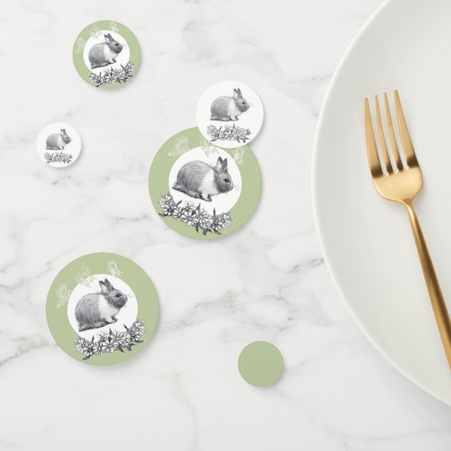 Confettis Fluffez le lapin. Dessin au crayon. (Groupe)