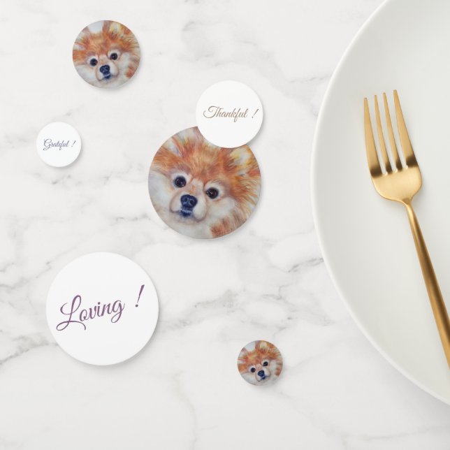 Confettis Fluffy Pomeranian Chiot Anniversaire (Groupe)