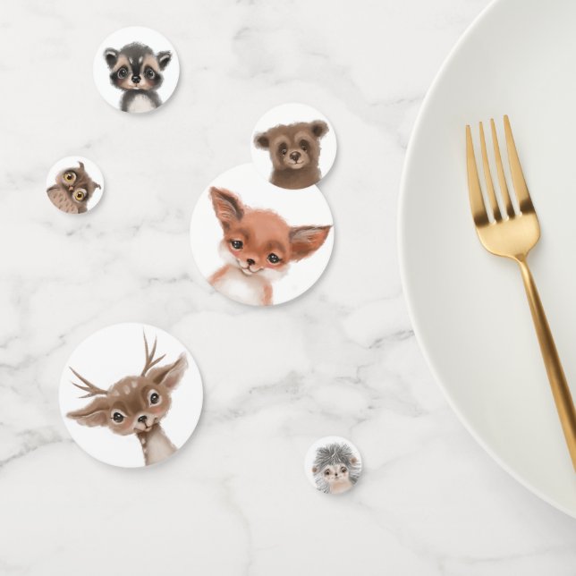 Confettis Forêt boisée mignonne Animaux sauvages Un annivers (Groupe)