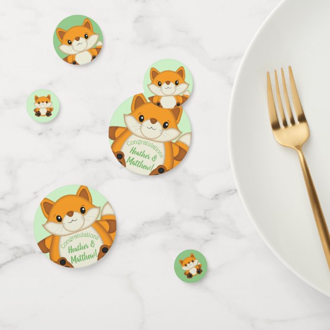 Confettis Fox Baby shower Green (Groupe)