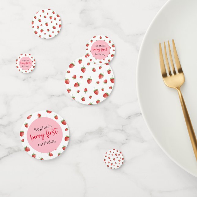 Confettis fraise 1er anniversaire Berry 1er blanc (Groupe)