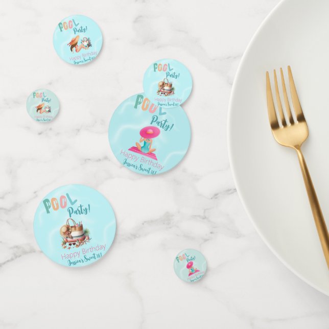 Confettis Fun Summer Pool Party Watercolor Sweet 16 (Groupe)
