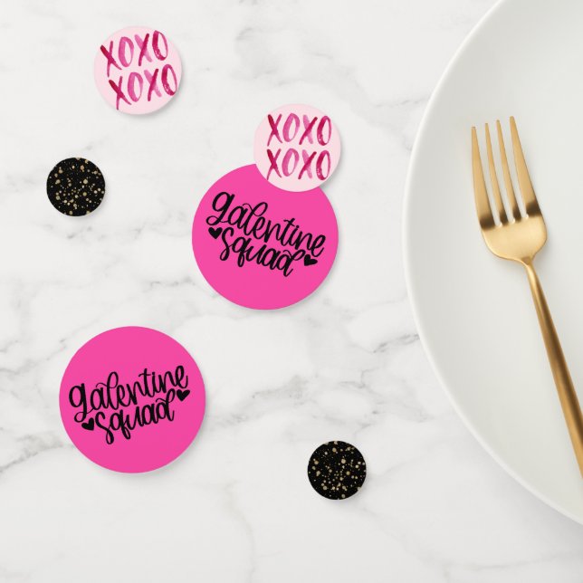 Confettis Galentine's Day XOXO Pink Black Gold (Groupe)