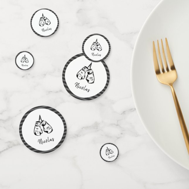 Confettis Gants de boxe dessinés Conception rayée Personnali (Groupe)