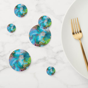 Confettis Géode faux or bleu violet paon chic agate