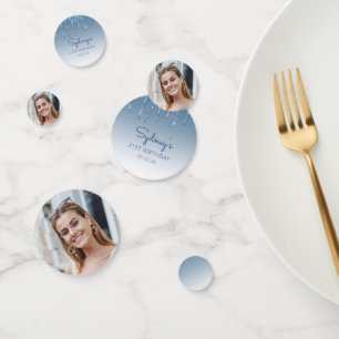 Confettis Glam Blue Paillettes Goutte Photo 21e Anniversaire